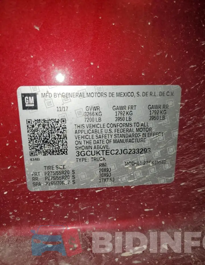 3GCUKTEC2JG233293 Photo# 13