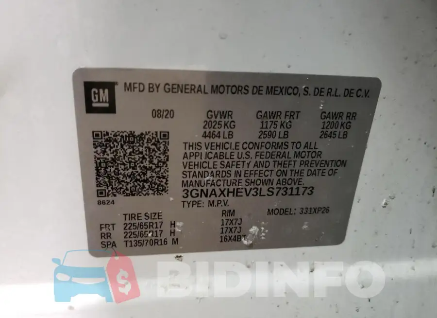 3GNAXHEV3LS731173 Photo# 13
