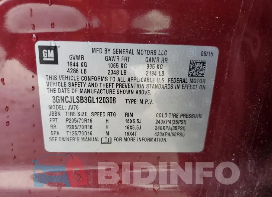3GNCJLSB3GL120308 Photo# 12
