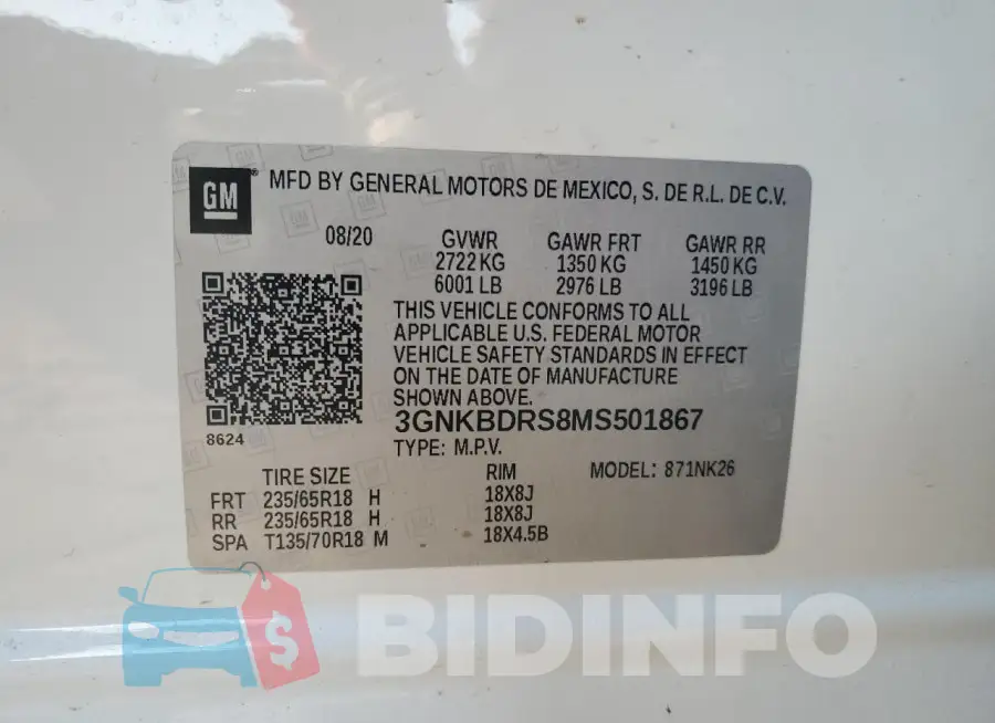 3GNKBDRS8MS501867 Photo# 13