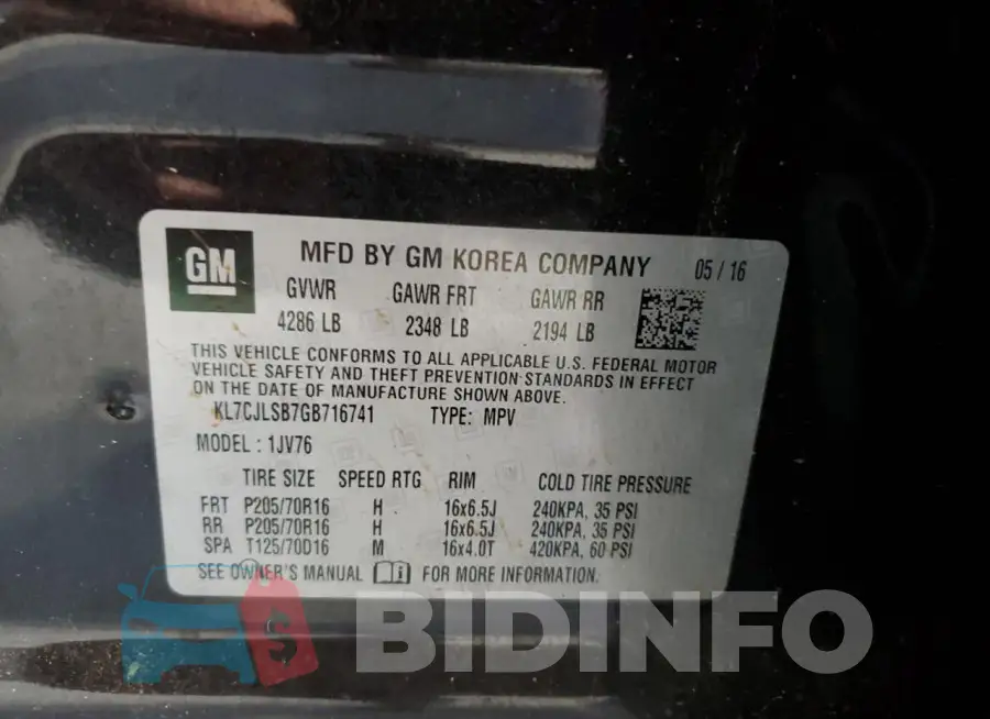 KL7CJLSB7GB716741 Photo# 13