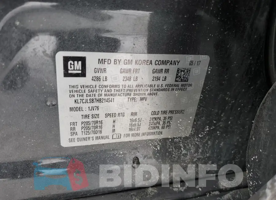 KL7CJLSB7HB214541 Photo# 13