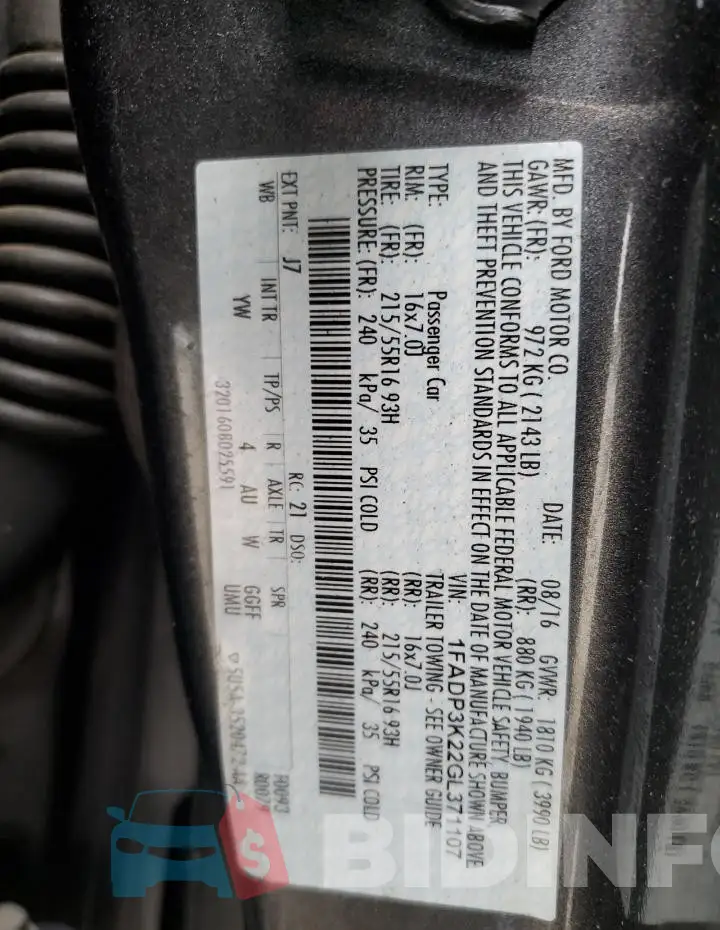 1FADP3K22GL371107 Photo# 12