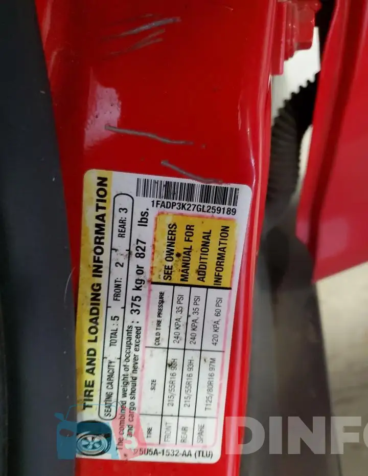 1FADP3K27GL259189 Photo# 12