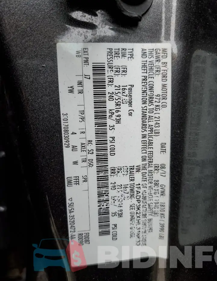 1FADP3K2XHL318639 Photo# 12