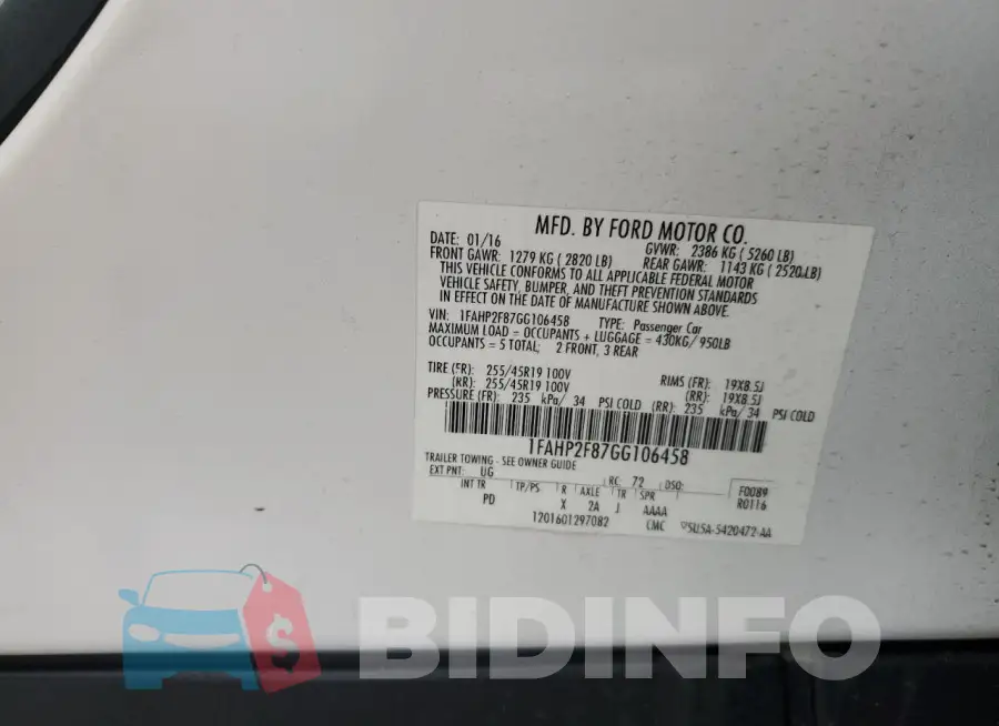 1FAHP2F87GG106458 Photo# 12