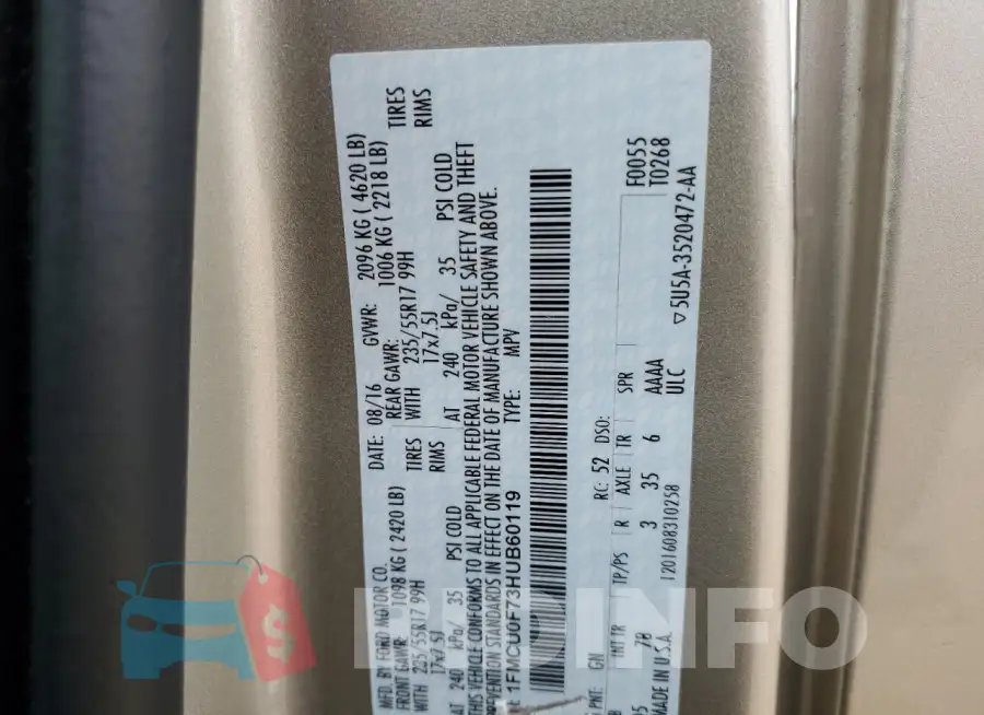 1FMCU0F73HUB60119 Photo# 14
