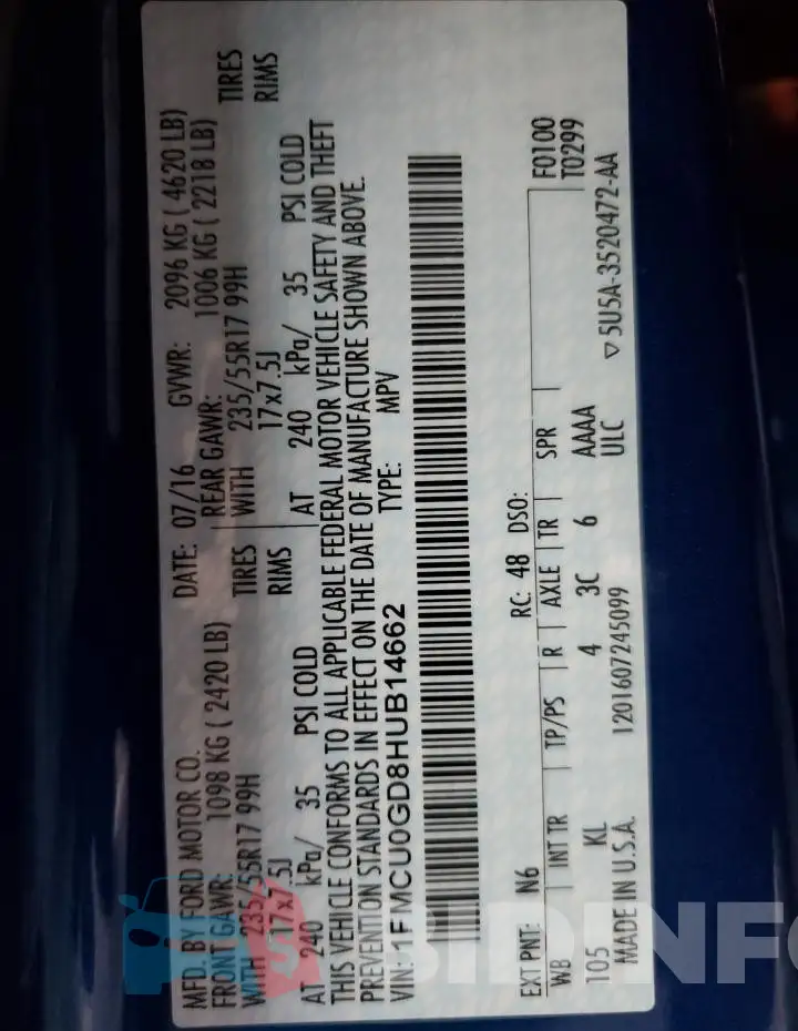 1FMCU0GD8HUB14662 Photo# 13