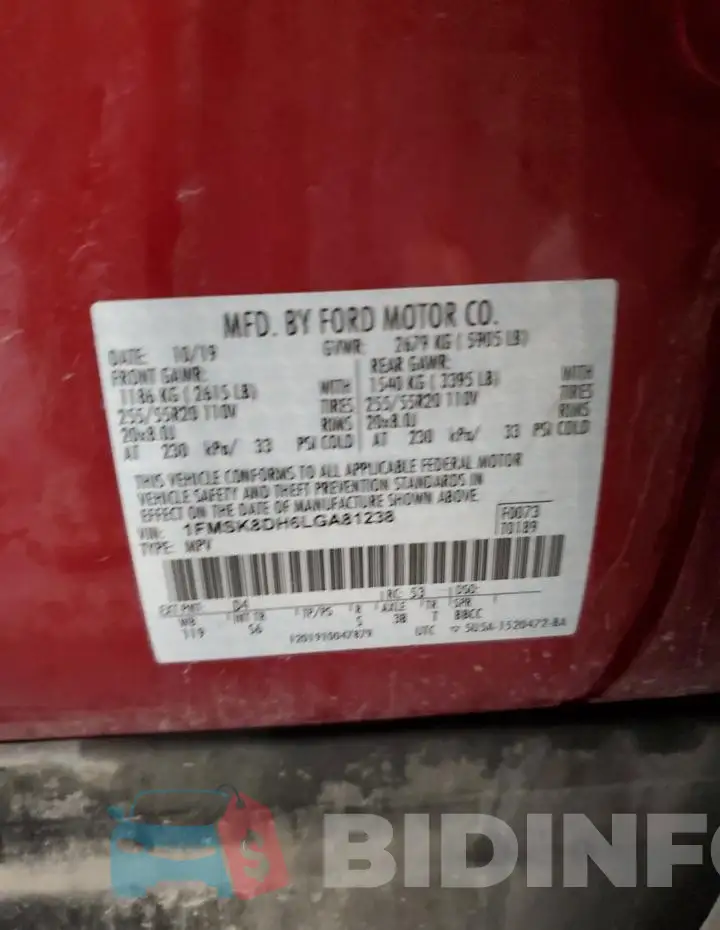 1FMSK8DH6LGA81238 Photo# 14