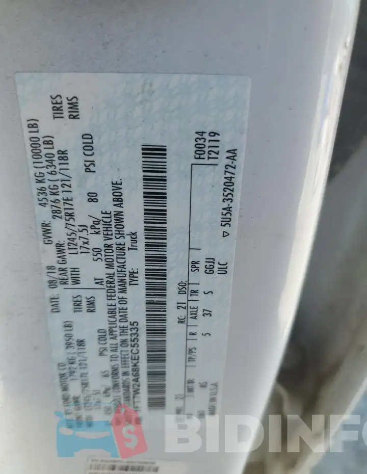 1FT7W2A68KEC55335 Photo# 12