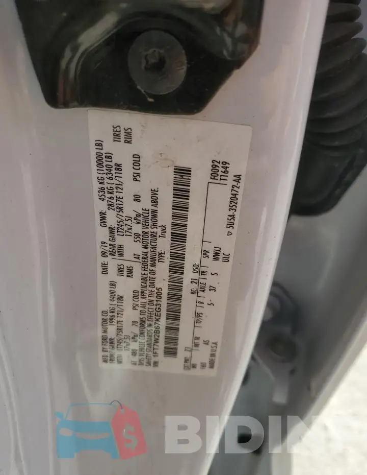 1FT7W2B67KEG31005 Photo# 12