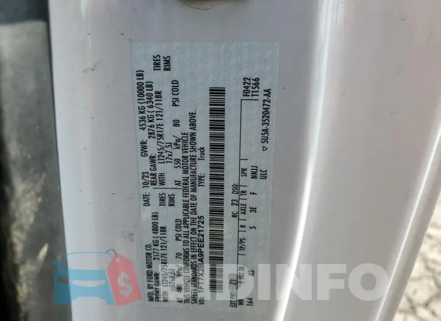 1FT7X2BA9PEE21725 Photo# 12