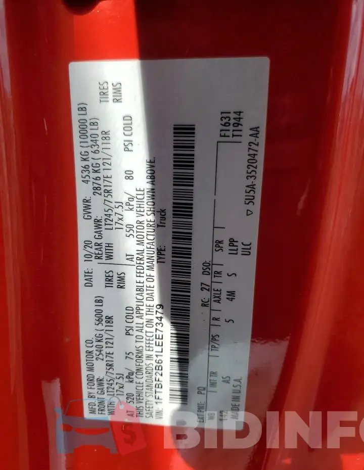 1FTBF2B61LEE73479 Photo# 12