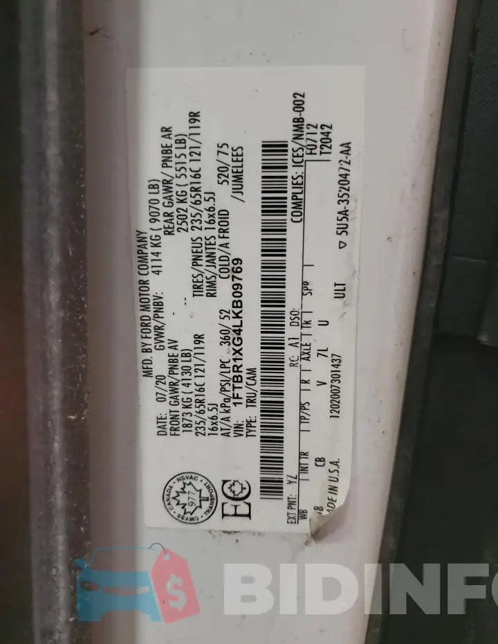 1FTBR1XG4LKB09769 Photo# 14