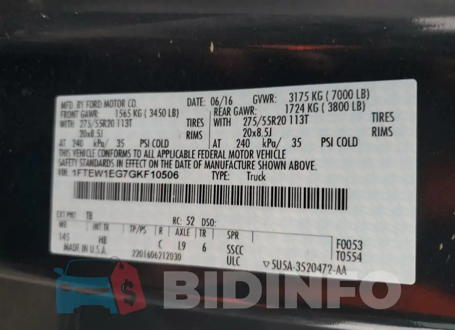 1FTEW1EG7GKF10506 Photo# 12