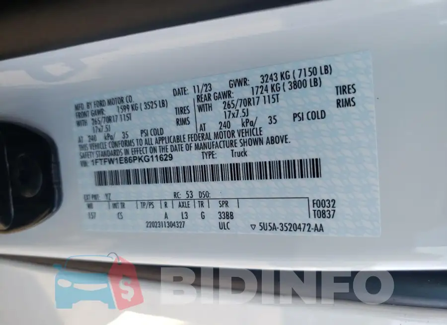 1FTFW1E86PKG11629 Photo# 12