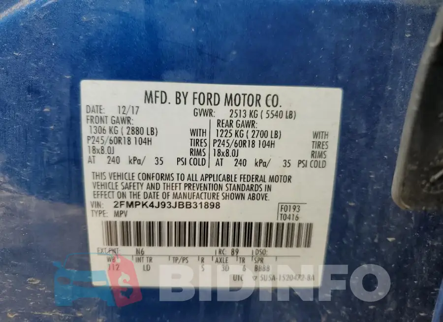 2FMPK4J93JBB31898 Photo# 13