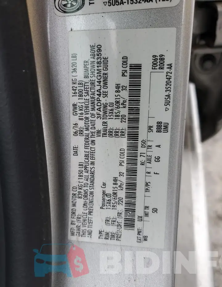 3FADP4AJ4GM183590 Photo# 12