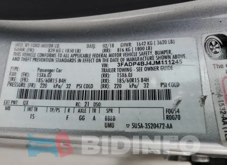 3FADP4BJ4JM111245 Photo# 12