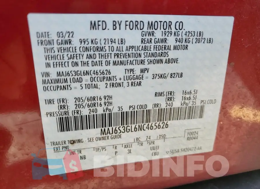 MAJ6S3GL6NC465626 Photo# 14