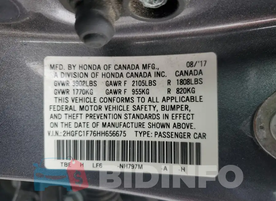 2HGFC1F76HH656675 Photo# 13