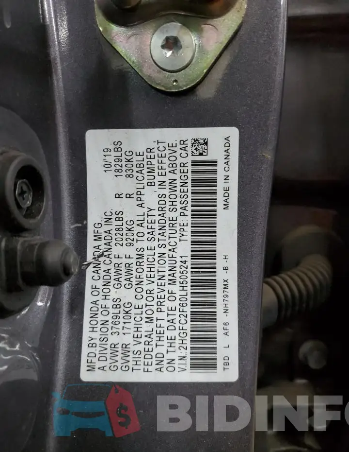 2HGFC2F60LH505241 Photo# 12