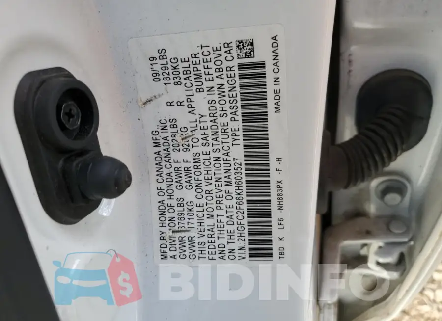 2HGFC2F66KH603527 Photo# 12