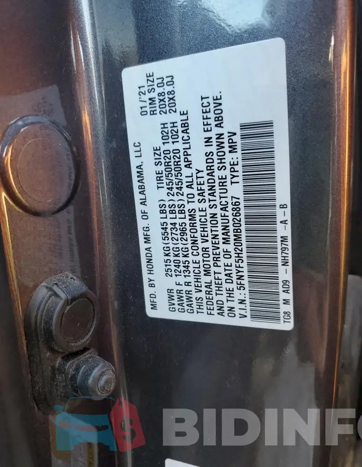 5FNYF5H20MB026867 Photo# 14