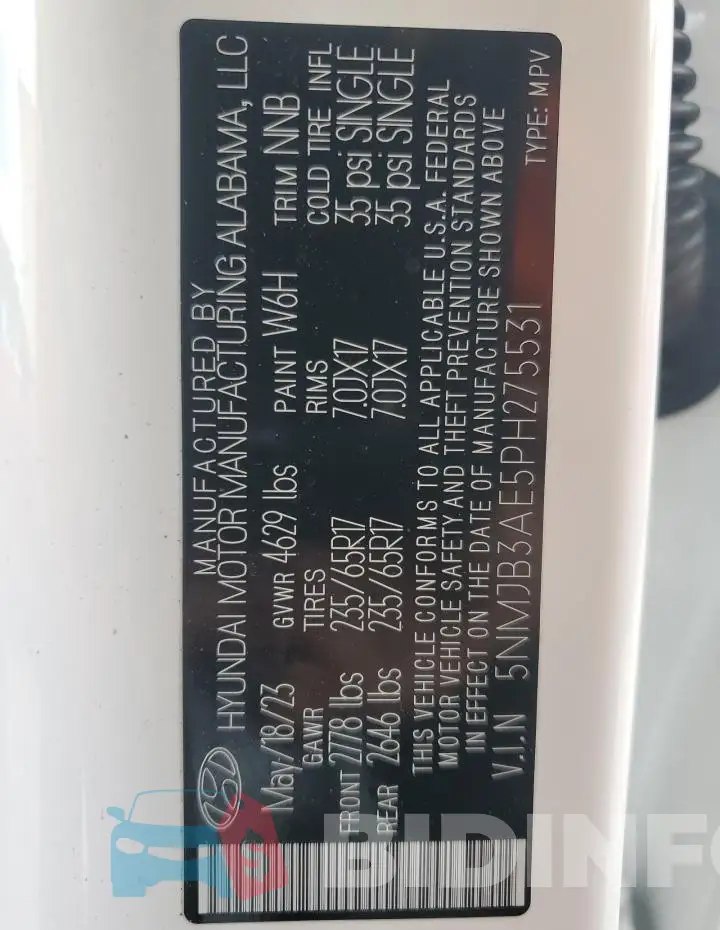 5NMJB3AE5PH275531 Photo# 13