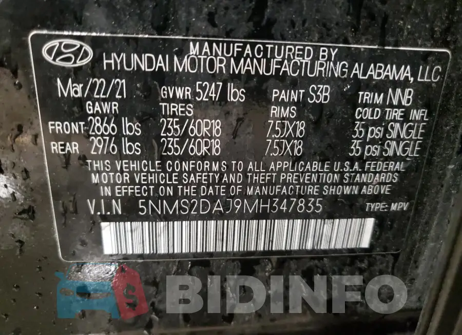 5NMS2DAJ9MH347835 Photo# 13