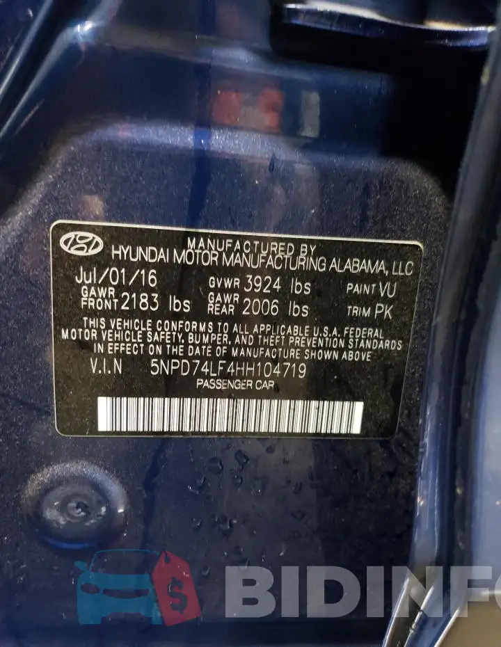 5NPD74LF4HH104719 Photo# 12