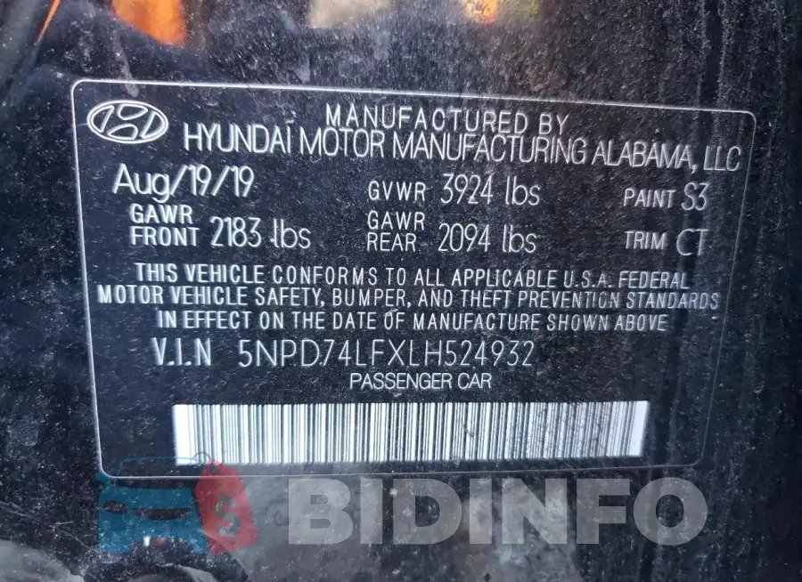 5NPD74LFXLH524932 Photo# 12