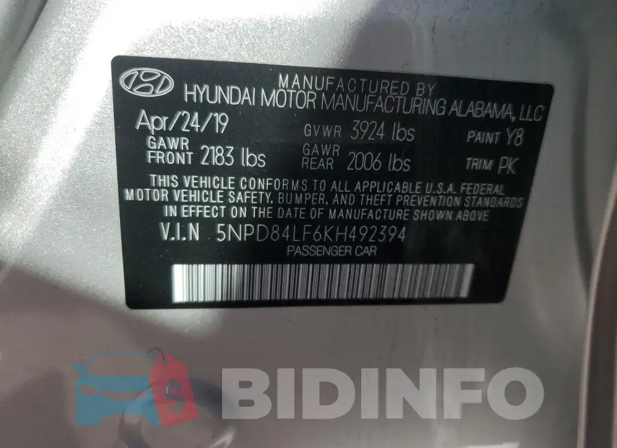 5NPD84LF6KH492394 Photo# 13