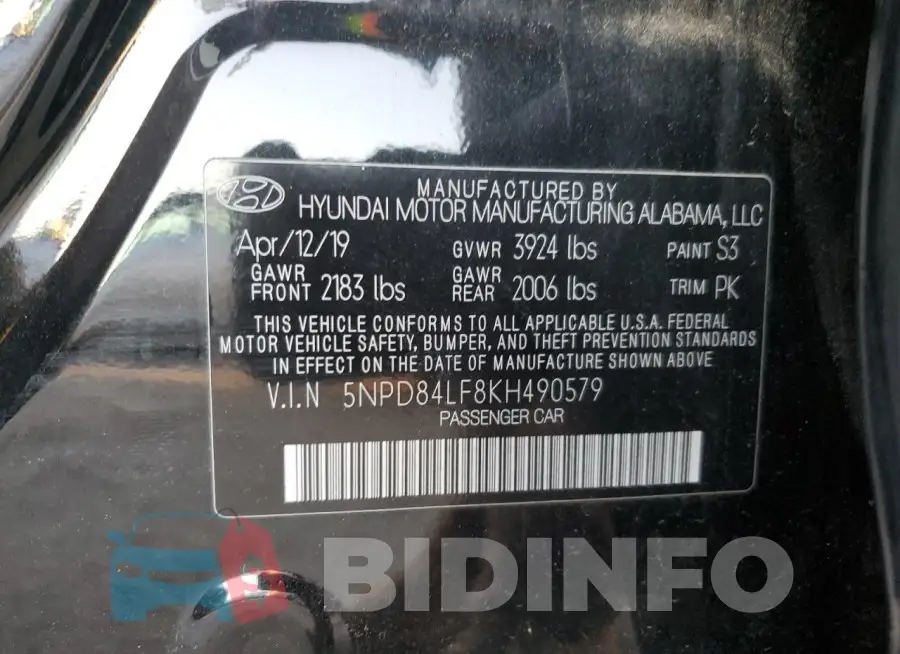 5NPD84LF8KH490579 Photo# 12