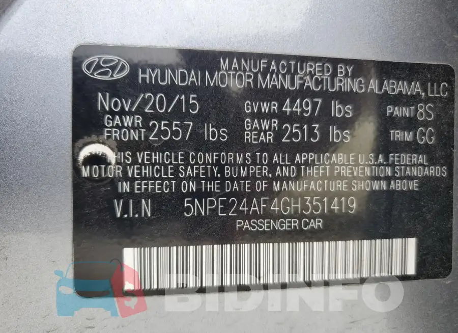 5NPE24AF4GH351419 Photo# 13