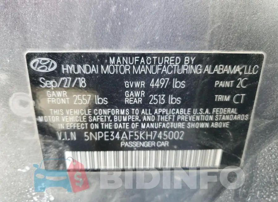 5NPE34AF5KH745002 Photo# 12