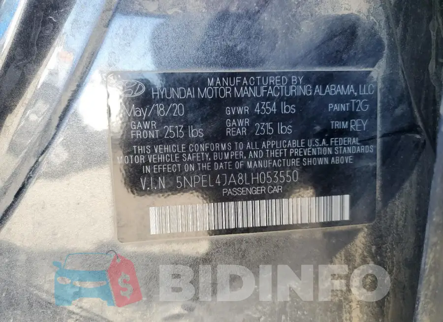 5NPEL4JA8LH053550 Photo# 13