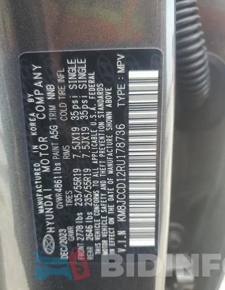 KM8JCCD12RU178736 Photo# 13