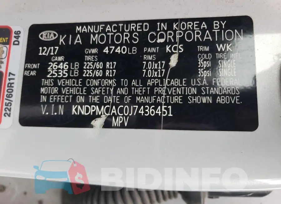 KNDPMCAC0J7436451 Photo# 12