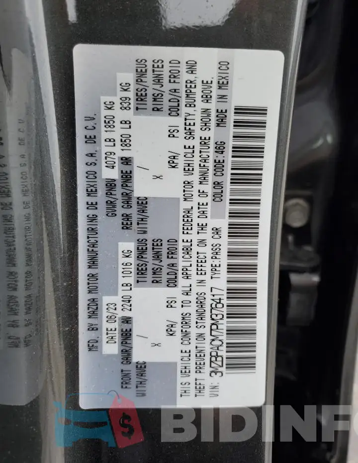 3MZBPACM7PM376417 Photo# 12