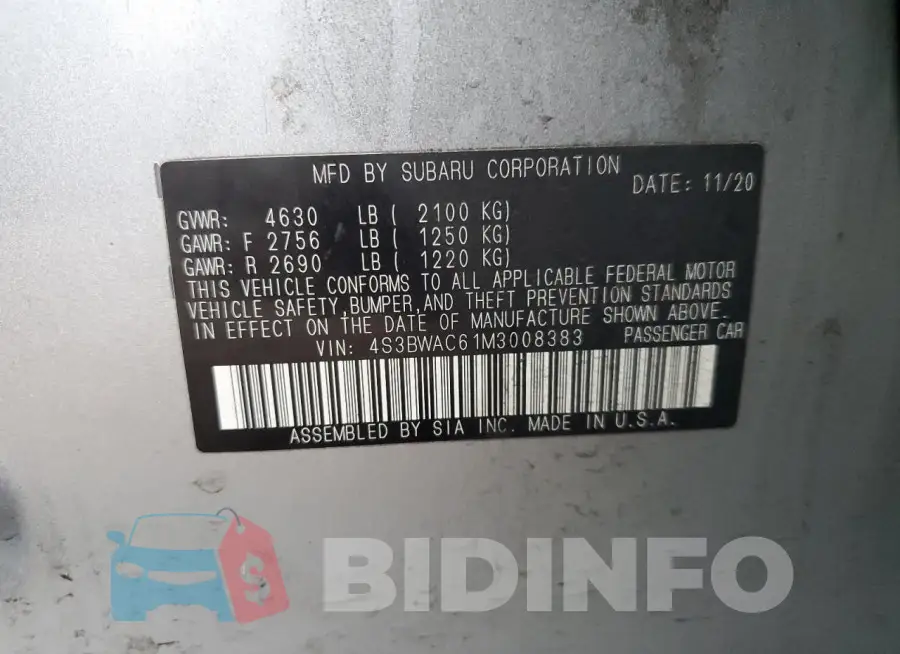 4S3BWAC61M3008383 Photo# 12