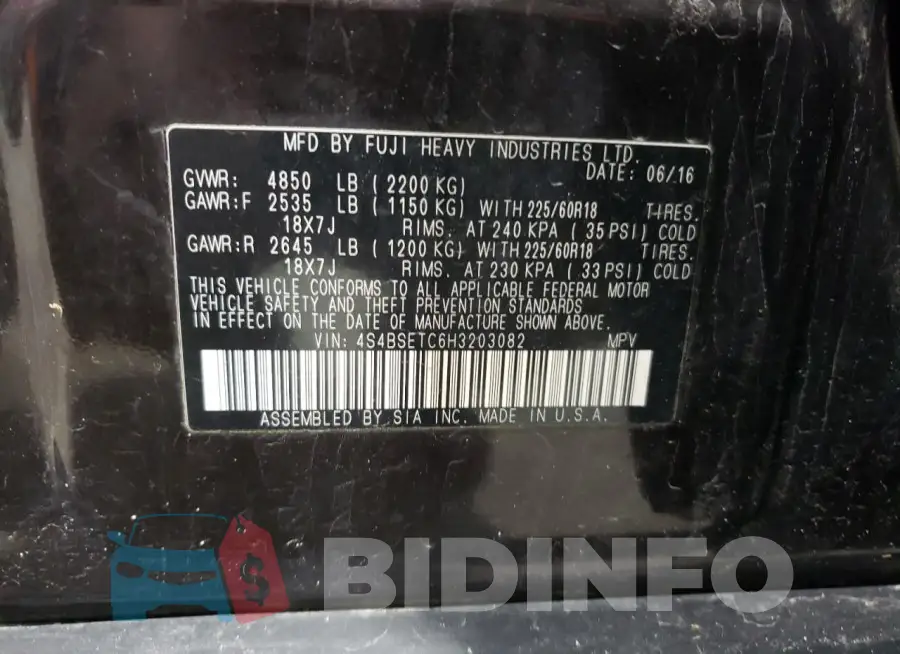 4S4BSETC6H3203082 Photo# 13