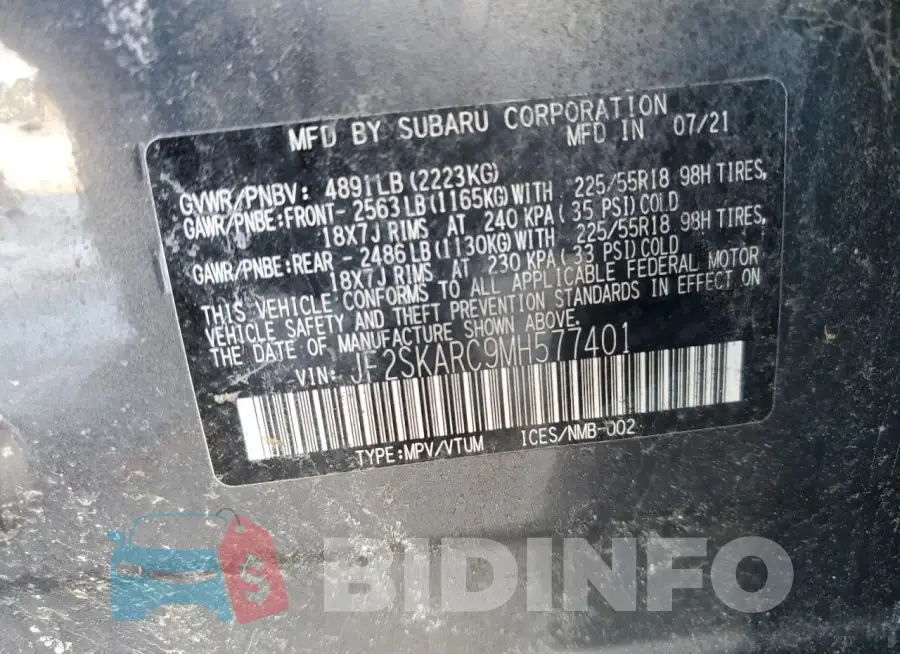 JF2SKARC9MH577401 Photo# 13