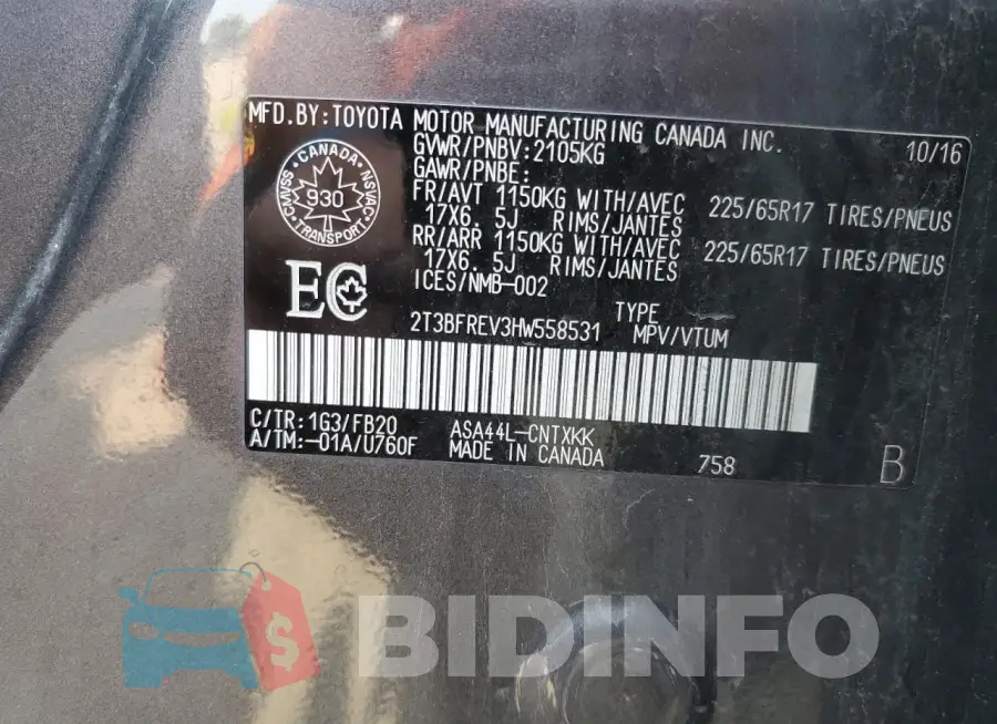 2T3BFREV3HW558531 Photo# 13