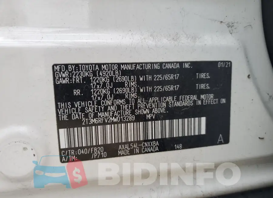 2T3M6RFV2MW013289 Photo# 13