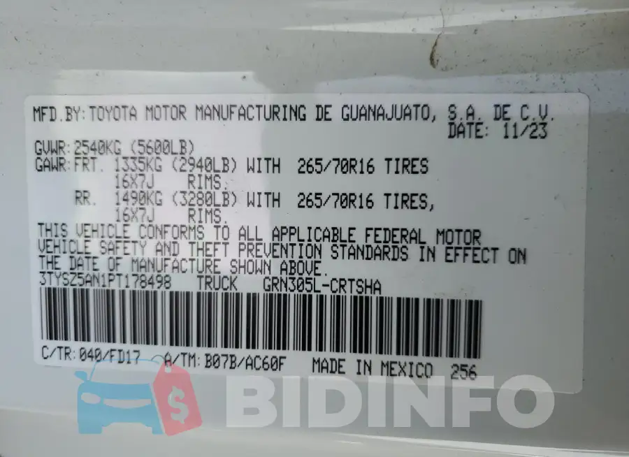 3TYSZ5AN1PT178498 Photo# 12