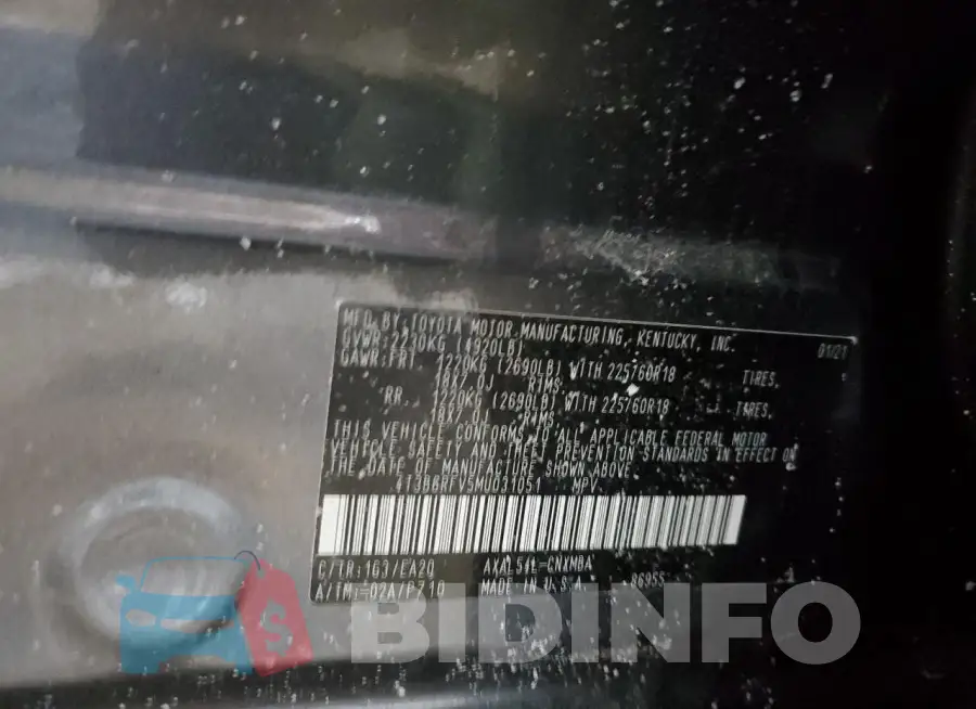 4T3B6RFV5MU031051 Photo# 14
