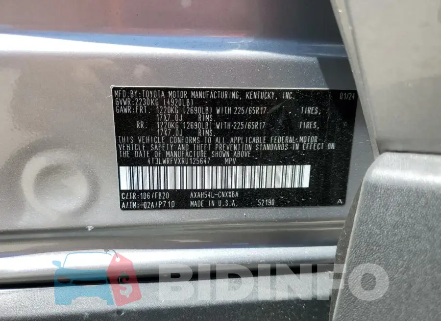 4T3LWRFVXRU125647 Photo# 14