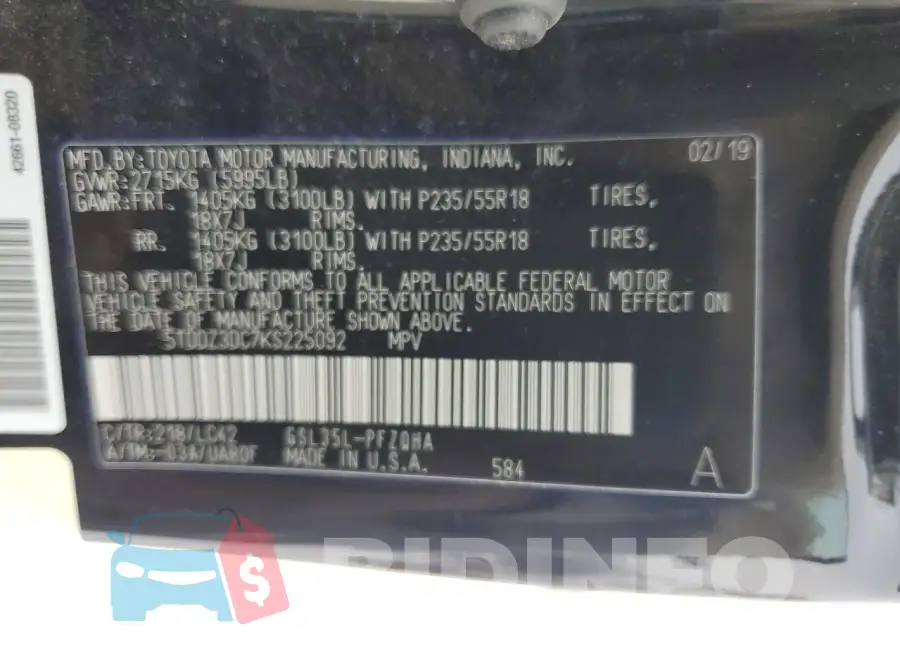 5TDDZ3DC7KS225092 Photo# 13