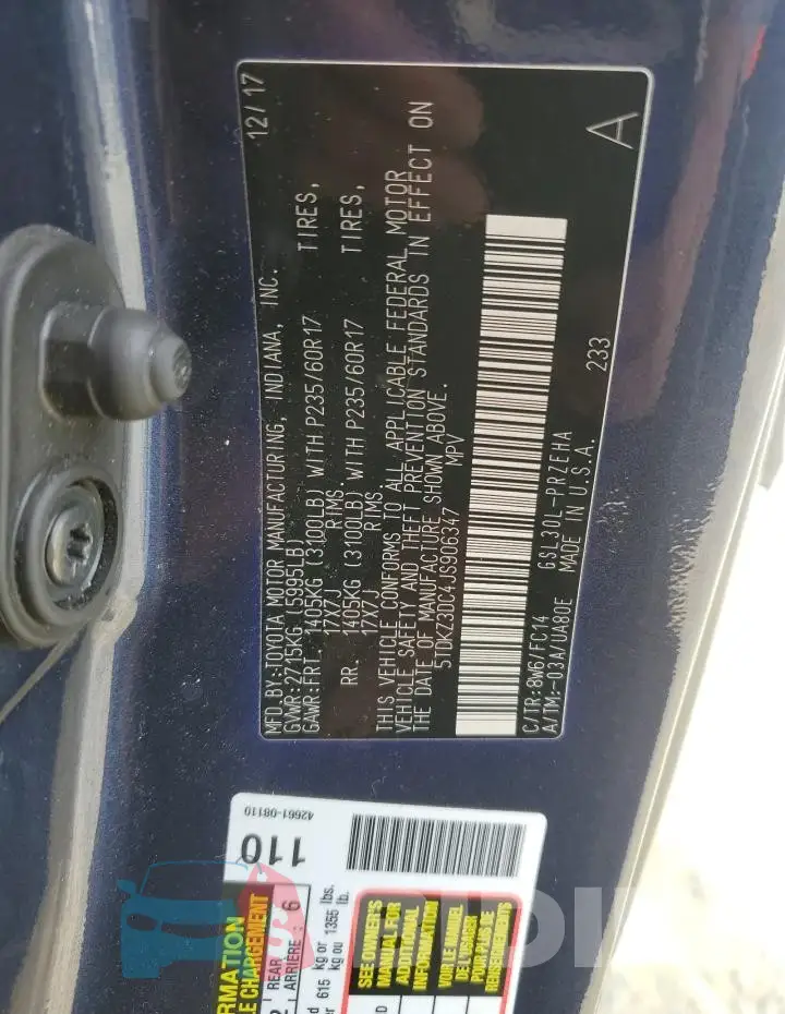 5TDKZ3DC4JS906347 Photo# 13